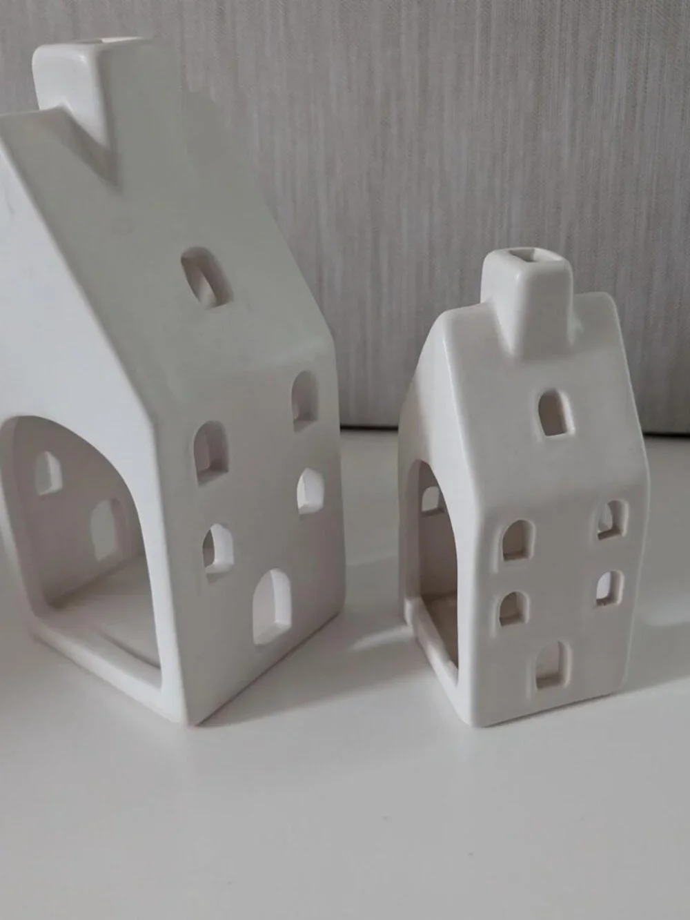 Set of 2 White ceramic small houses tea light candle holders from Target
